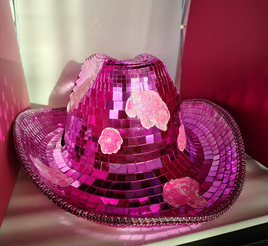Pink disco cowgirl hat