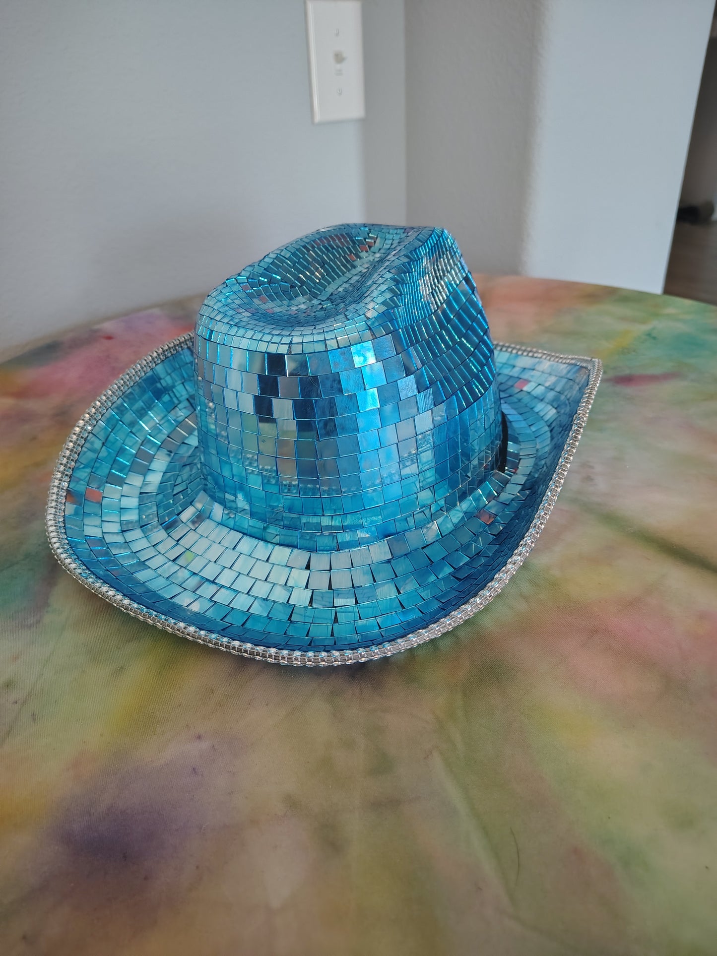 Blue disco cowboy hat