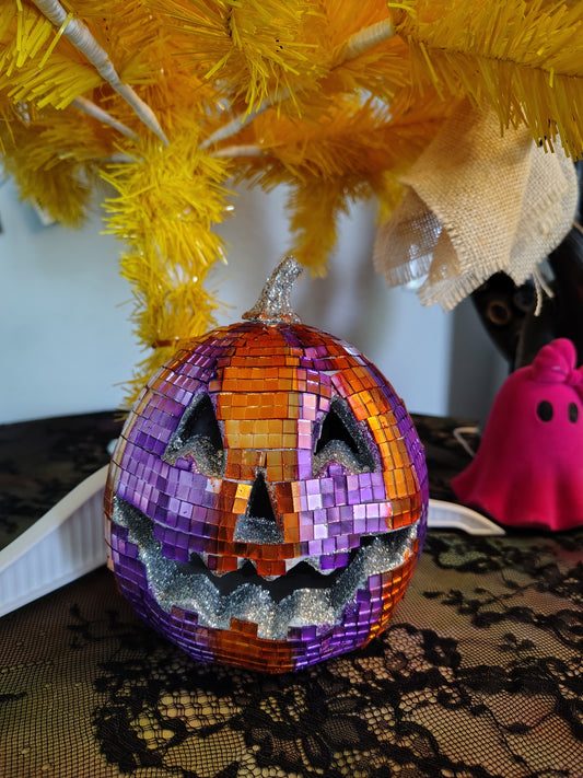 Orange/purple disco jack-o'-lantern